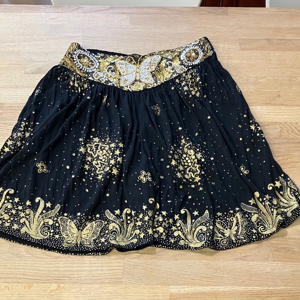 Vintage Glam /boho Elegant Black and Gold Women's high waisted Shorts